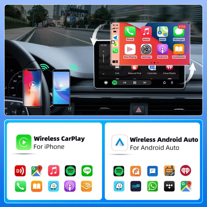 صندوق Carplay 2 في 1 سلكي إلى محول تلقائي أندرويد لاسلكي لآلة السيارة، صندوق وسائط متعددة لملحقات السيارة