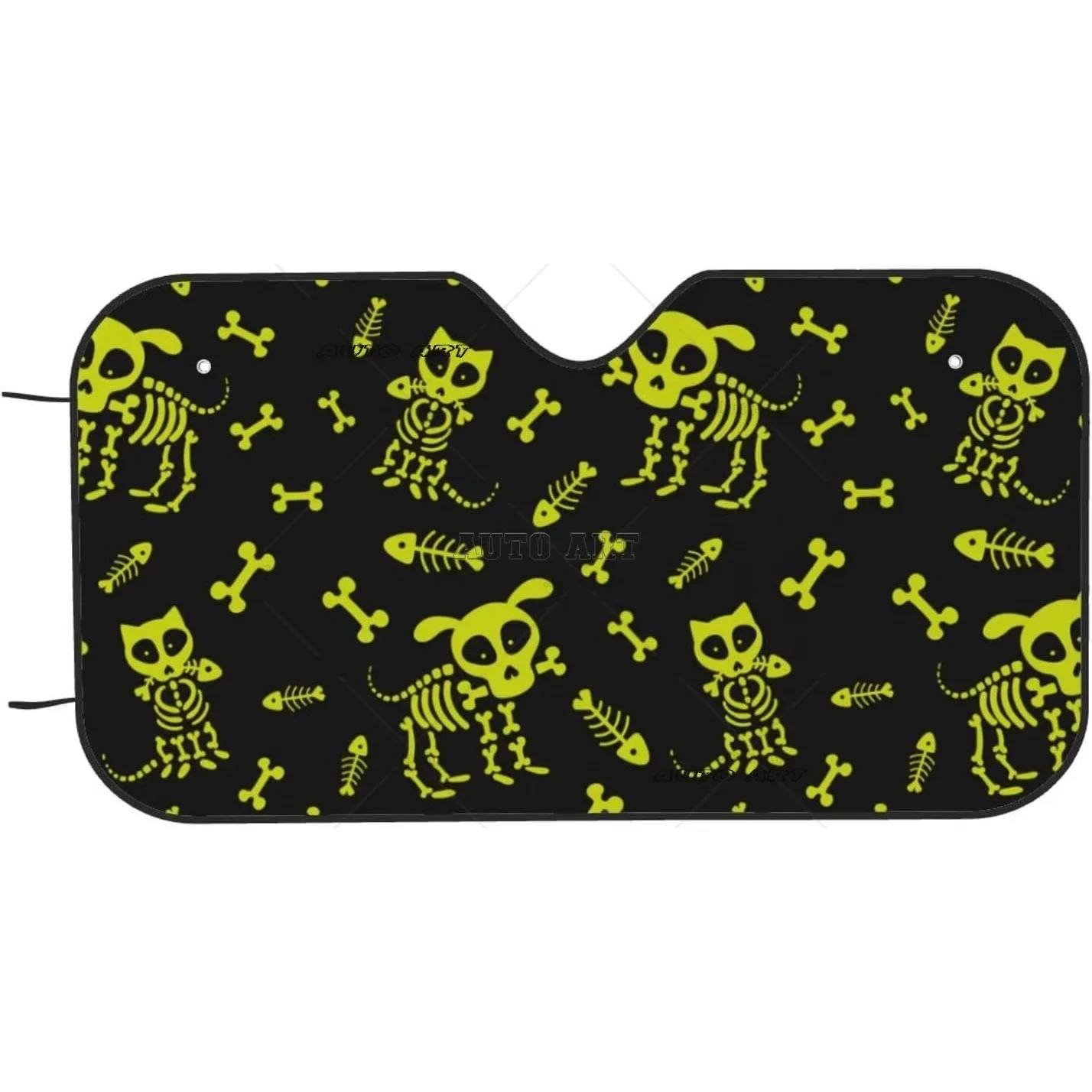 Funny Cat Dog Skeleton Skull Bone Cute Car Windshield Sun Shade Window Sunshade for Sedans SUV Truck