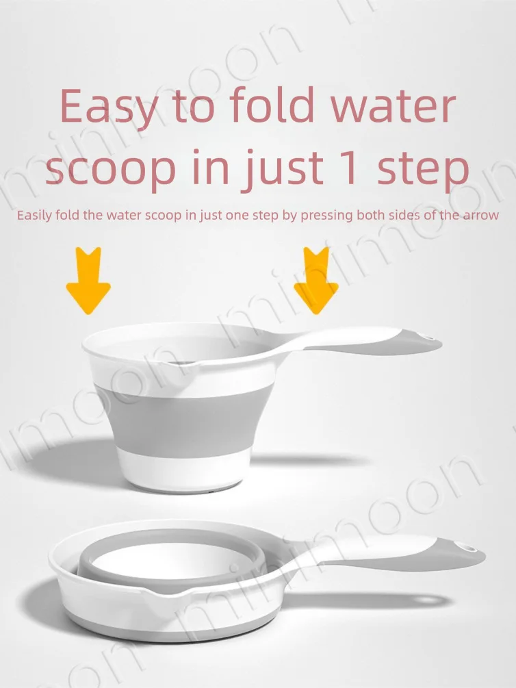 Foldable Handle Water Scoop, Durable PP Dipper for Kitchen, Bathroom and Home