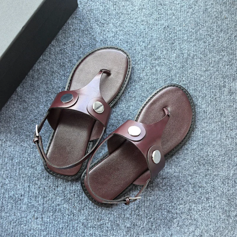 

Withered Nordic Minimalist Dark Brown Flat Sandals Women Genuine Leather Office Ladies Elegant Summer Slippers Shoes For Women