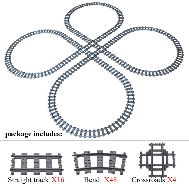 New MOC Building Blocks: Track Components (Branch Straight Cross Passage) Train Signal Lights Pedestrian Overpass Bus Stop
