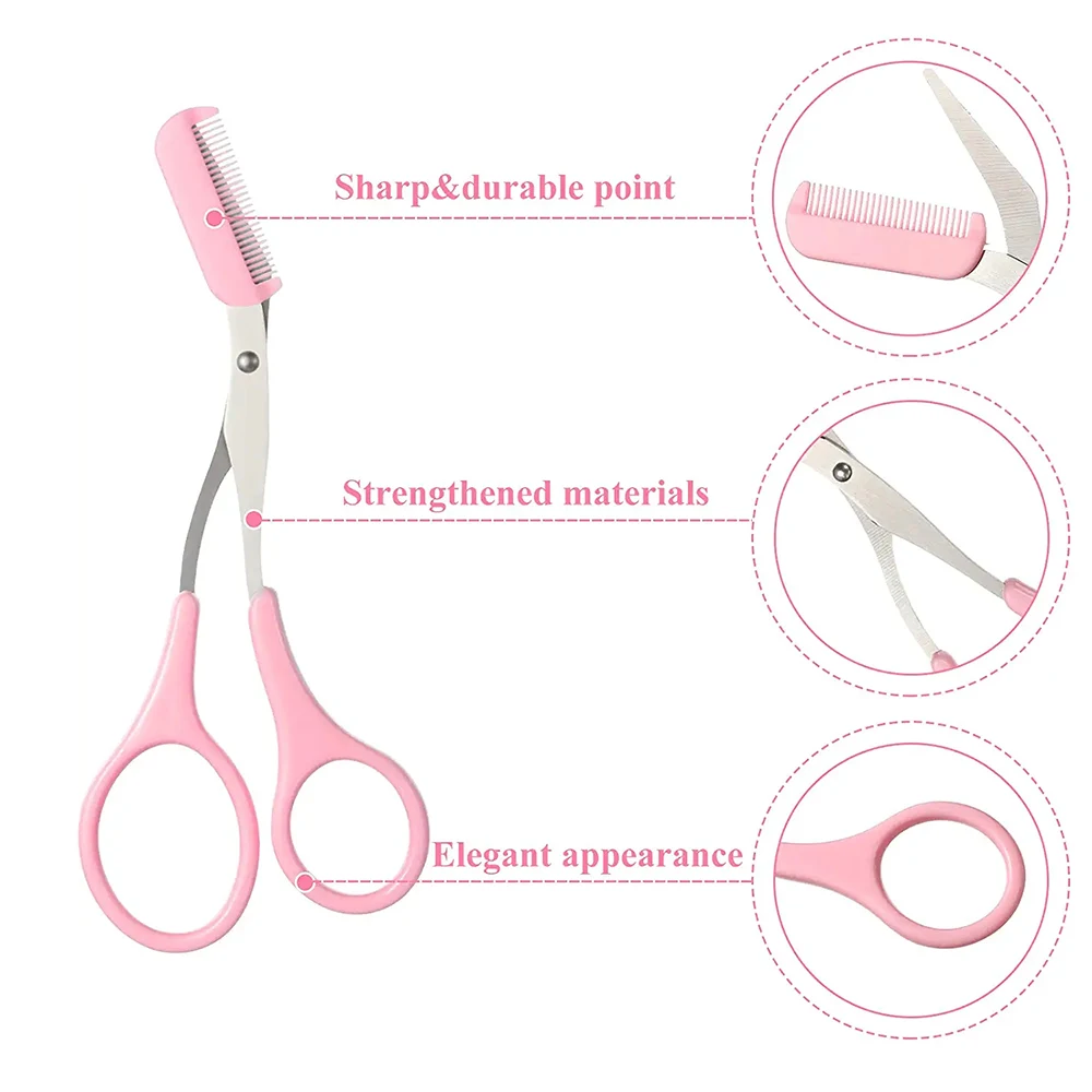 Eyebrow Scissors for Women Eyebrow Trimmer Scissors with Comb Eyebrow Shaping Cut Comb Scissors Beauty Accessories for Men Women