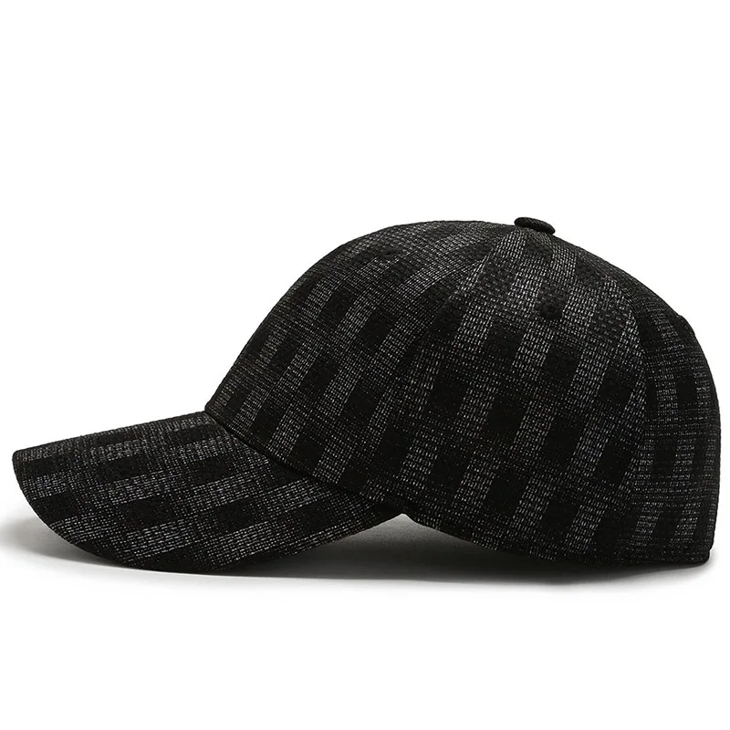 Outdoor Leisure Sun Hat Men\'s Plaid Elastic with Adjustable Baseball Cap Sunscreen Duck Tongue Cap Fashion Rebound Cap