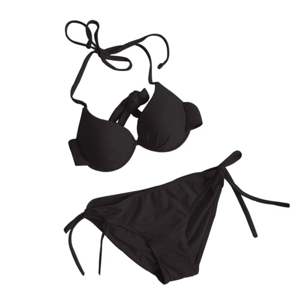 1set Women Two-Piece Bikini Set With Steel Support Beach Swim Sexy Backless Slim Fit Hot Girl Swimsuit For Holiday Beach