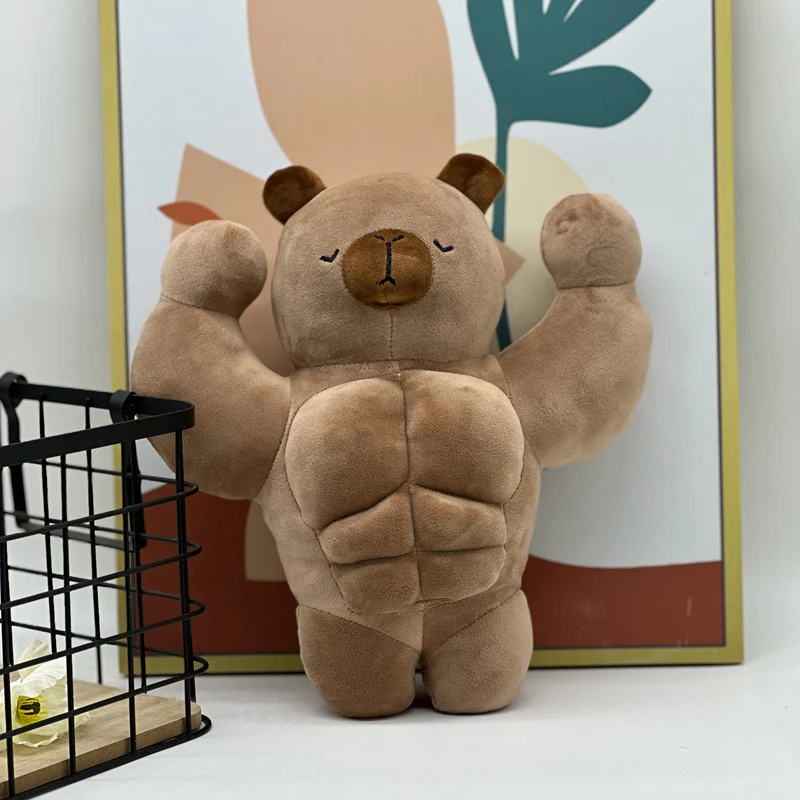 30cm Brown Bear Plush Toys Brown Muscle Bear Stuffed Doll Bear Plushies Kawaii Room Decor Soft Pillow Birthday Xmas Gift For Kid