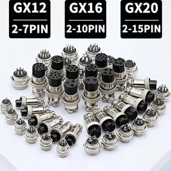 GX12 GX16 GX20 Waterproof Aviation Connector 2 3 4 5 6 7 8 9 10 12 15Pin M/F, 5/10/20 Sets for Industrial Machinery Panel Wiring