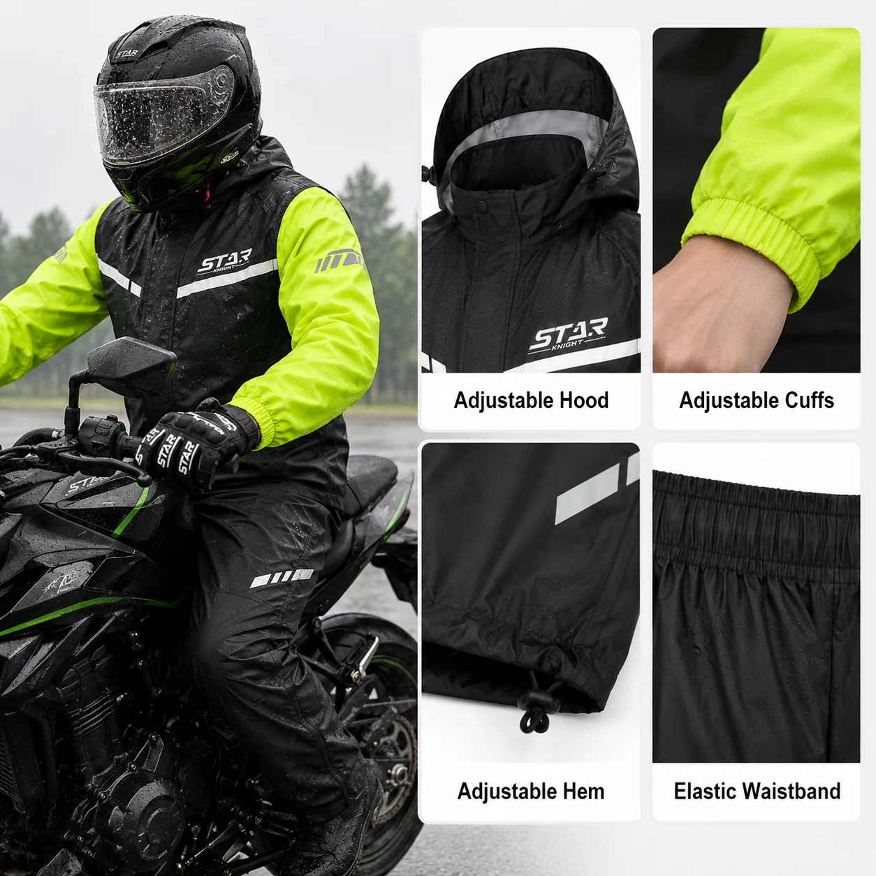 ستار فيلد نايت SKJ859 طقم ملاب - مراجعة Motorcycle Gear Rain وسعره