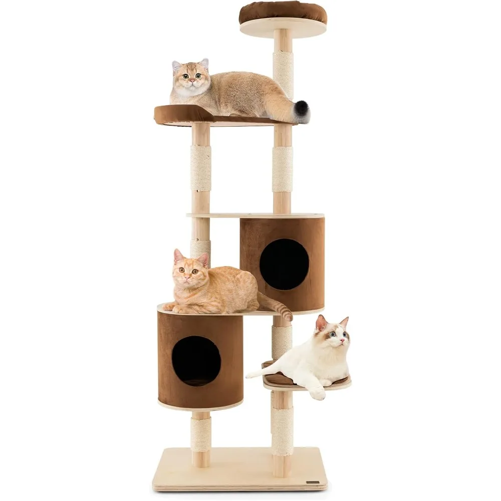 

Dream / Tangkula 75 Inch Tall Cat Tree For Indoor Cats, Natural Solid Rubber Wood Cat Tower With Sisal Scratching Posts, To