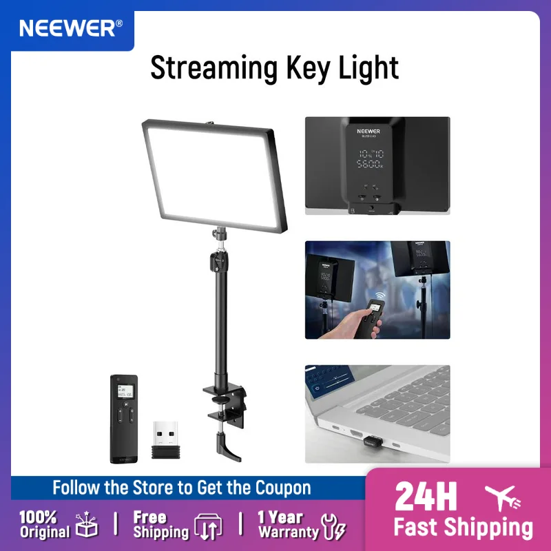 

NEEWER 25W 12.9" Streaming Key Light with Desk Stand/2.4G Remote/USB Transmitter, PC/Mac APP Control