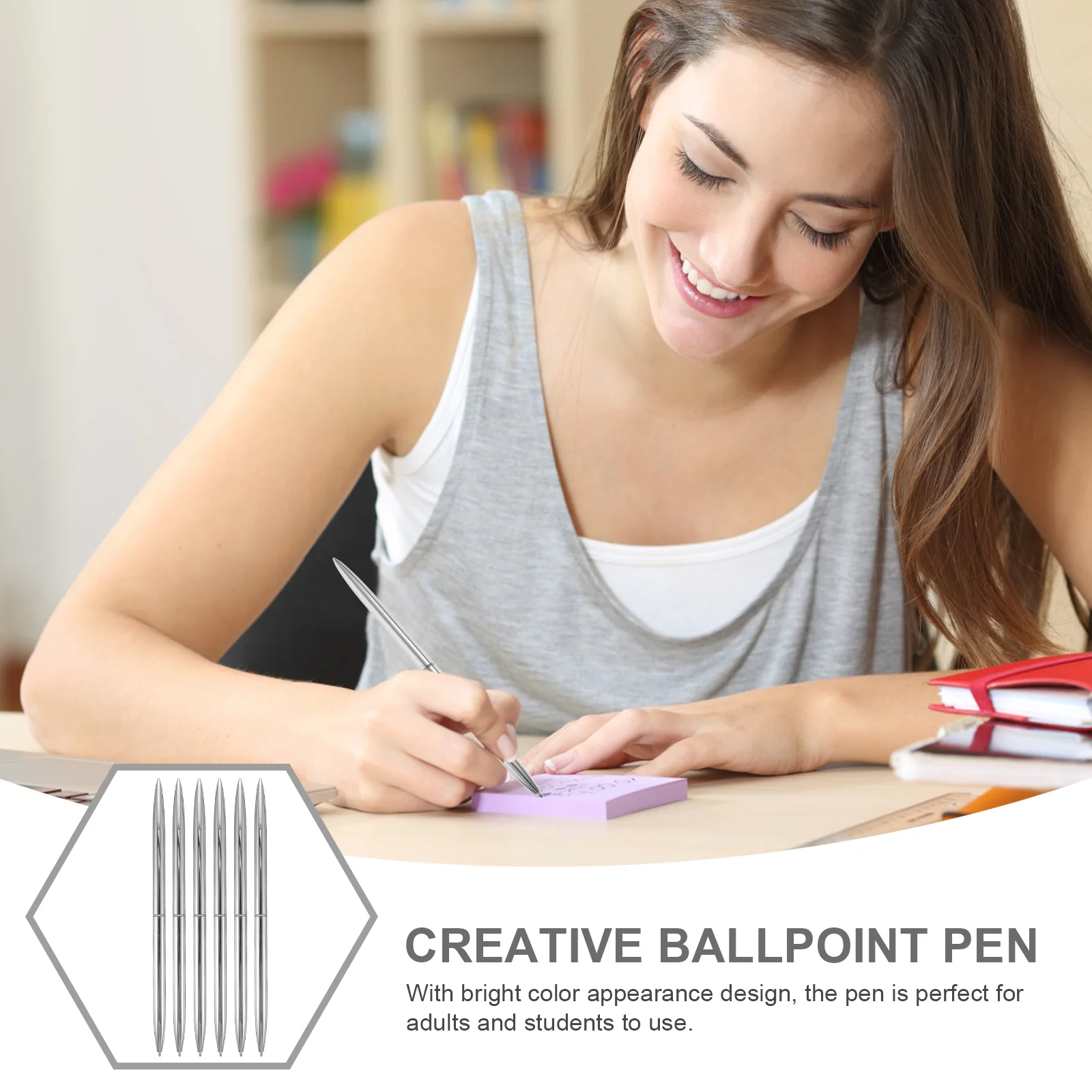 6 Pcs Ballpoint Pen Rolling Pens Diary Prize Award Metal Portable Writing Home Supplies