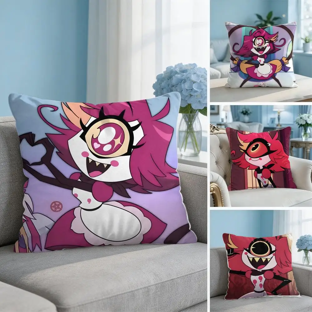 Niffty H-hazbin Hotel Cushion Cover Soft Short Plush Throw Pillow Cover Hidden Zipper Cutecore Sofa Bedroom Home Decor
