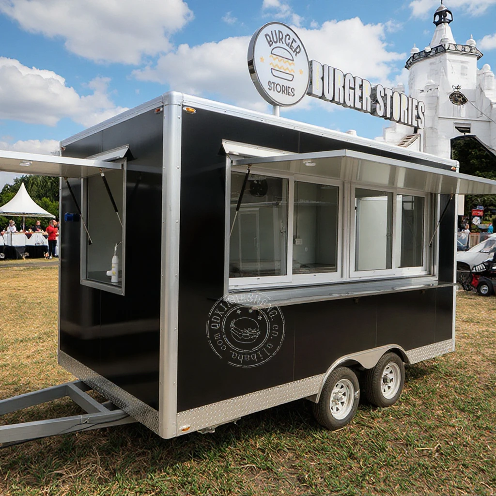Mobile 220V Full Kitchen Food Truck with Ice Cream Pizza Coffee Hotdog Concession Remorque Trailer Cart