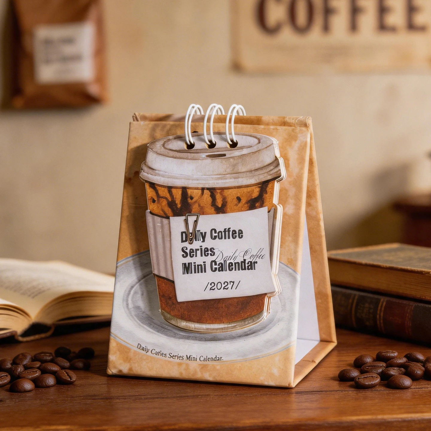 Chaoyu Daily Coffee 2027 Calendar Creative DIY Memo Check-In Desktop Small Ornament Mini Desk Calendar Monthly Calendar