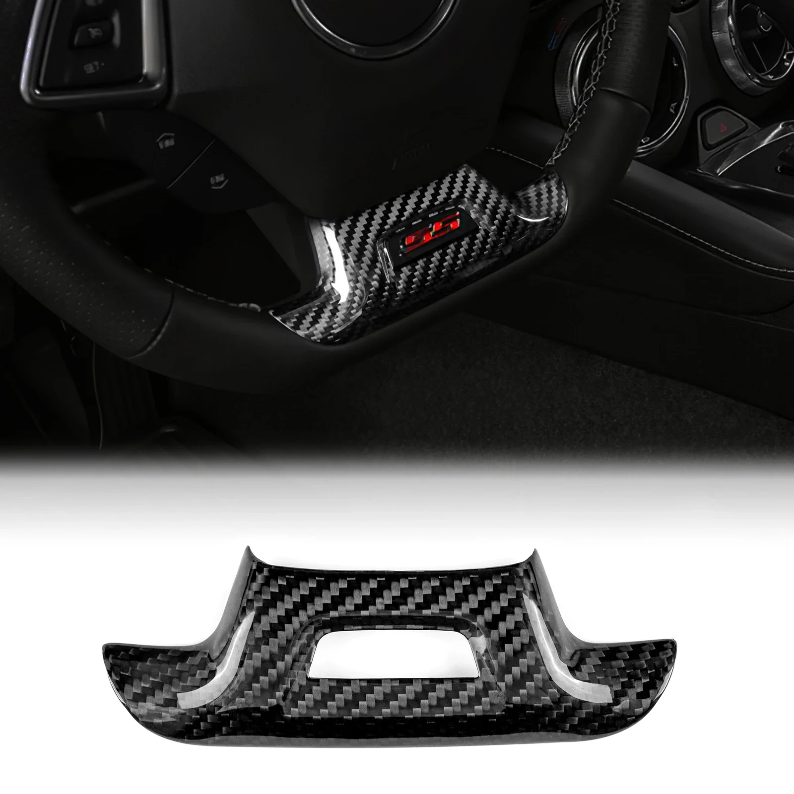 

Накладка на панель рулевого колеса из настоящего сухого карбона для Chevrolet Camaro 2016-22, защитная накладка на кнопки, автомобильные аксессуары