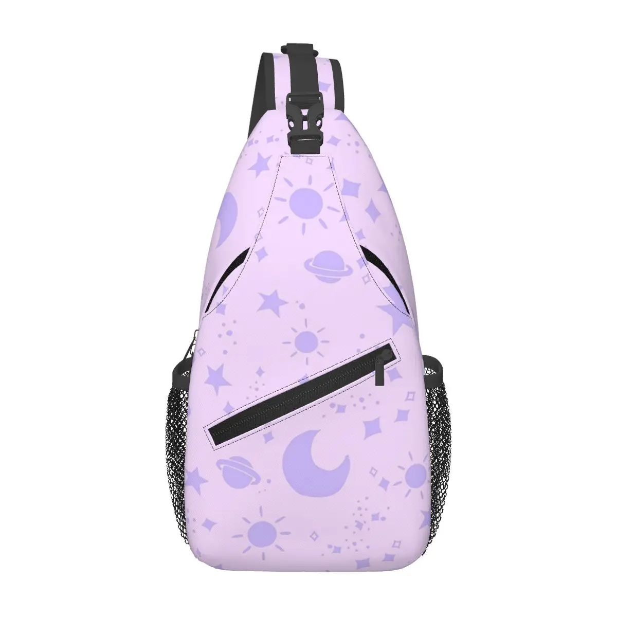 

Purple Pink Sky Chest Bag Men Sling Crossbody Backpack Chest Bag Travel Hiking Daypack Shoulder Bag