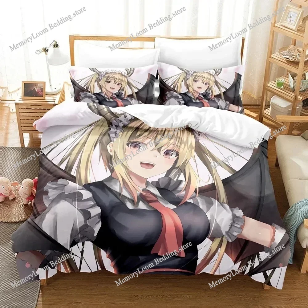 Miss Kobayashis Dragon Maid Kanna Cartoon Poster Sheets Quilt Covers Bedding Dormitory Sheets Bedding Set Soft Warm Bedding Set