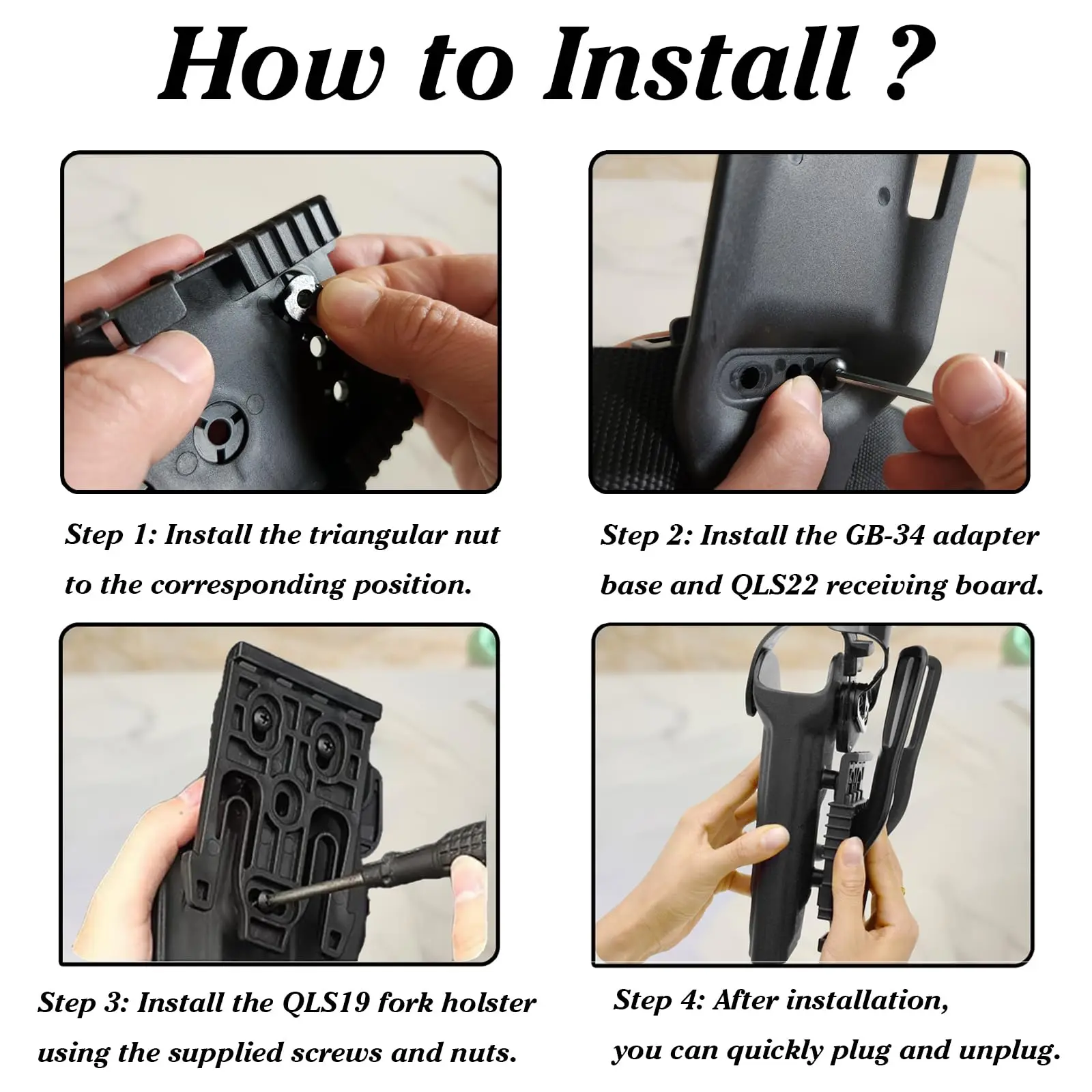 QLS Kit tornillos y tuercas para adaptador funda pistola