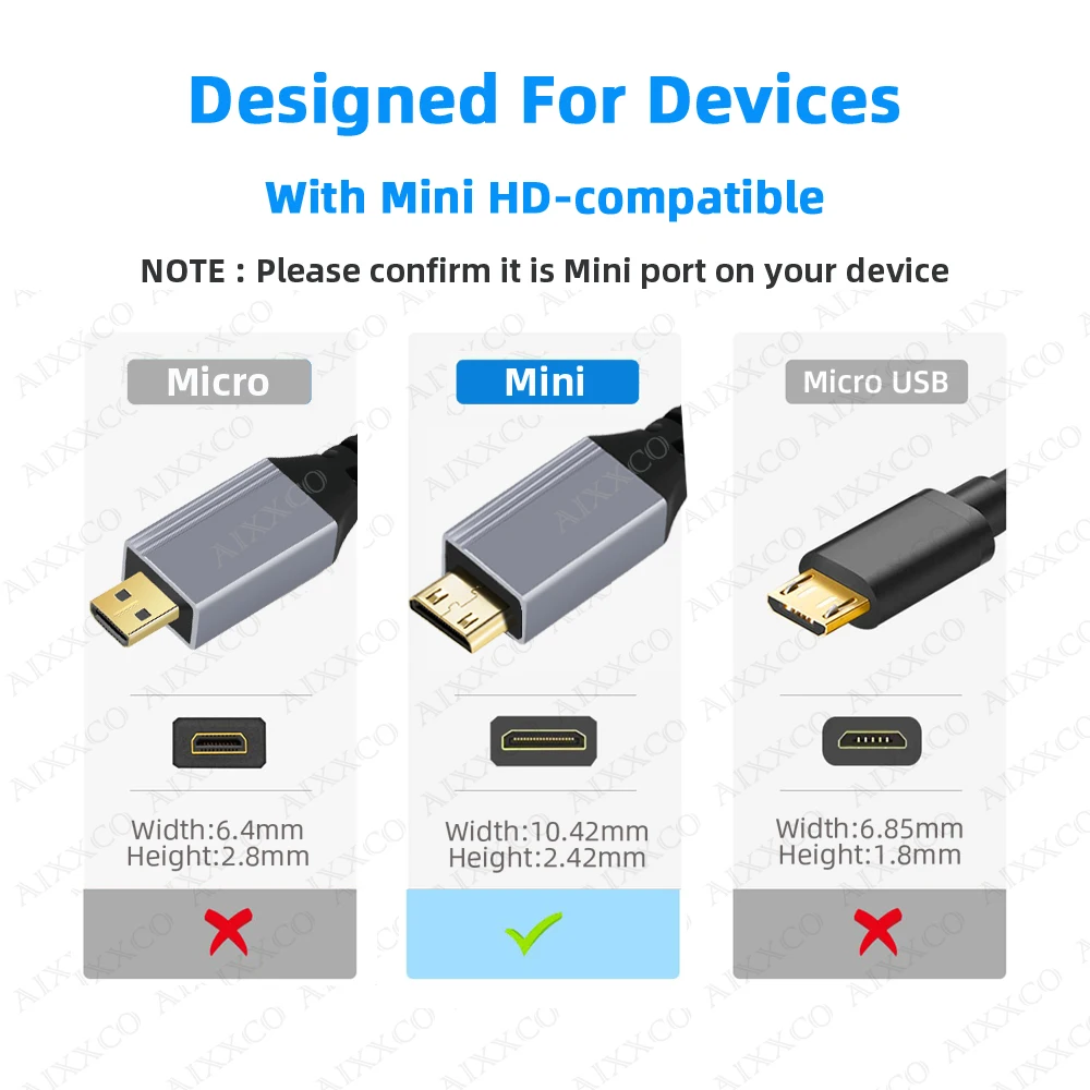 High Speed Mini HDMI-Compatible to HDMI-Compatible 2.0 Cable 4K 60HZ 1080P 3D for Tablet Camcorder Camera Display Cable Adapter