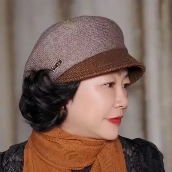 الفاخرة محبوك قبعة شعر مستعار المرأة لينة حافة قبعة البيريه الخريف الشتاء وجه صغير الرسام قبعة المرأة العصرية قبعة
