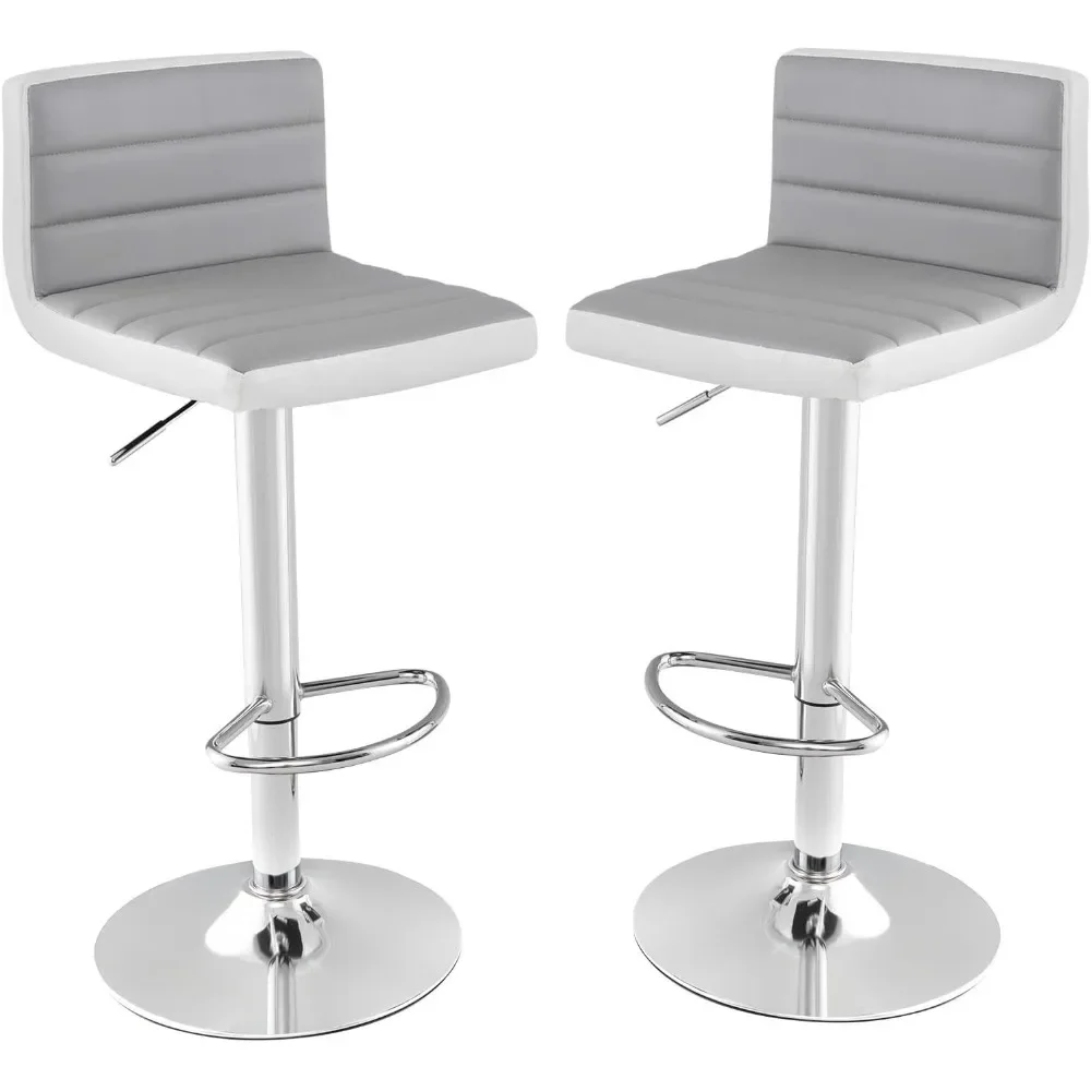 

Adjustable Bar Stools, Modern Swivel PU Leather Bar Chairs with Back, Footrest, Counter Height Upholstered