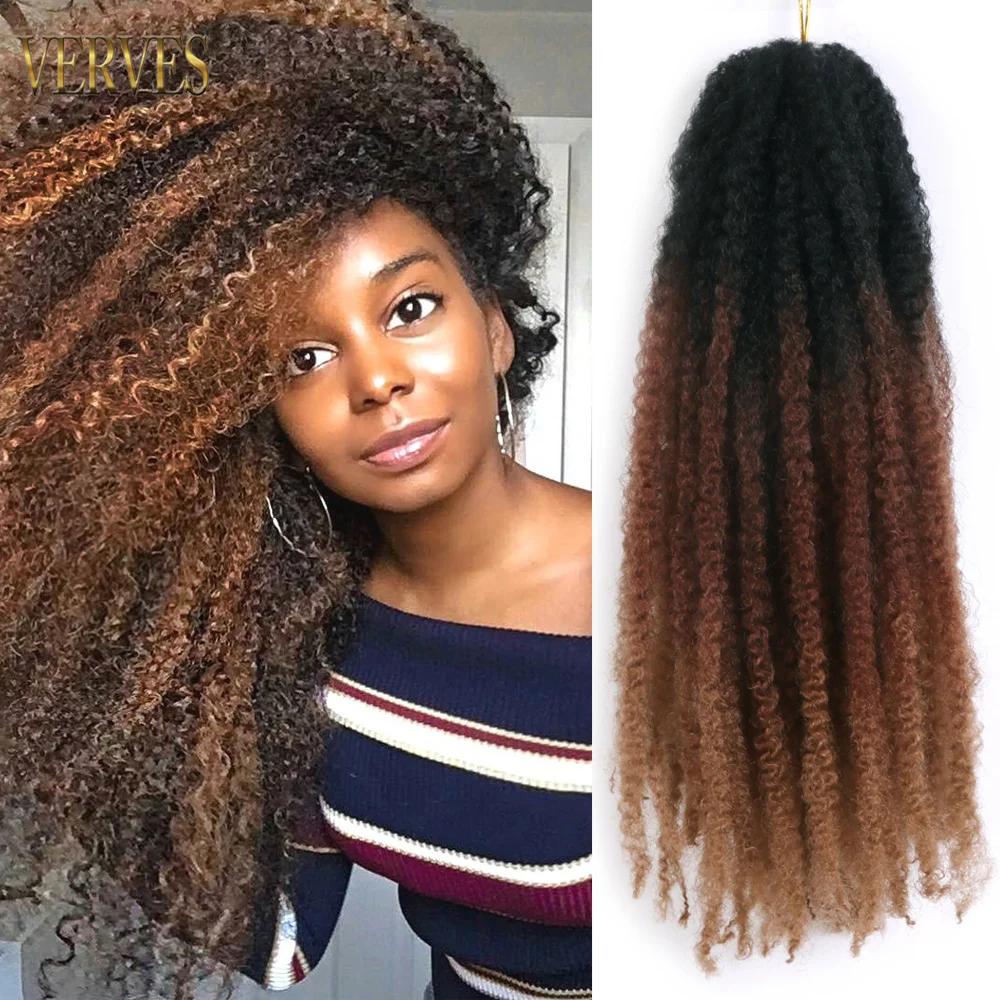 VERVES Synthetic Crochet Marely Braids Hair Extensions Afro Kinky Braiding Hair 18'' 24''Brown Ombre Braiding Hair For Twist