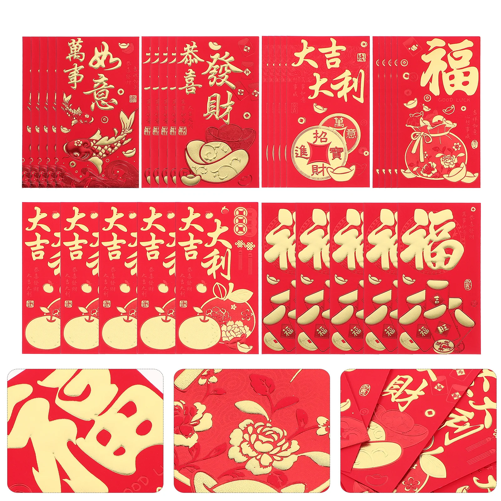 

30 шт., красные конверты с героями мультфильмов, креативные китайские новогодние пакеты, подарок для наличных, красные пакеты, декоративные