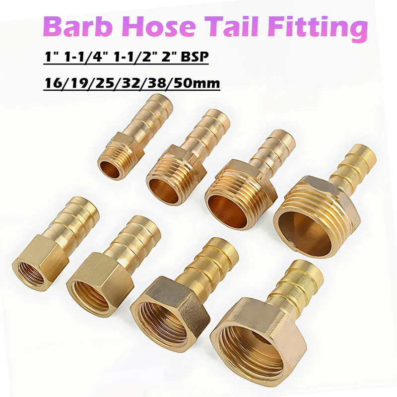 Peijian 1" 1-1/4" 1-1/2" 2" Bsp Brass Male/female Thread Fitting X Barb Hose Tail End Connector 16/19/25/32/38/50mm