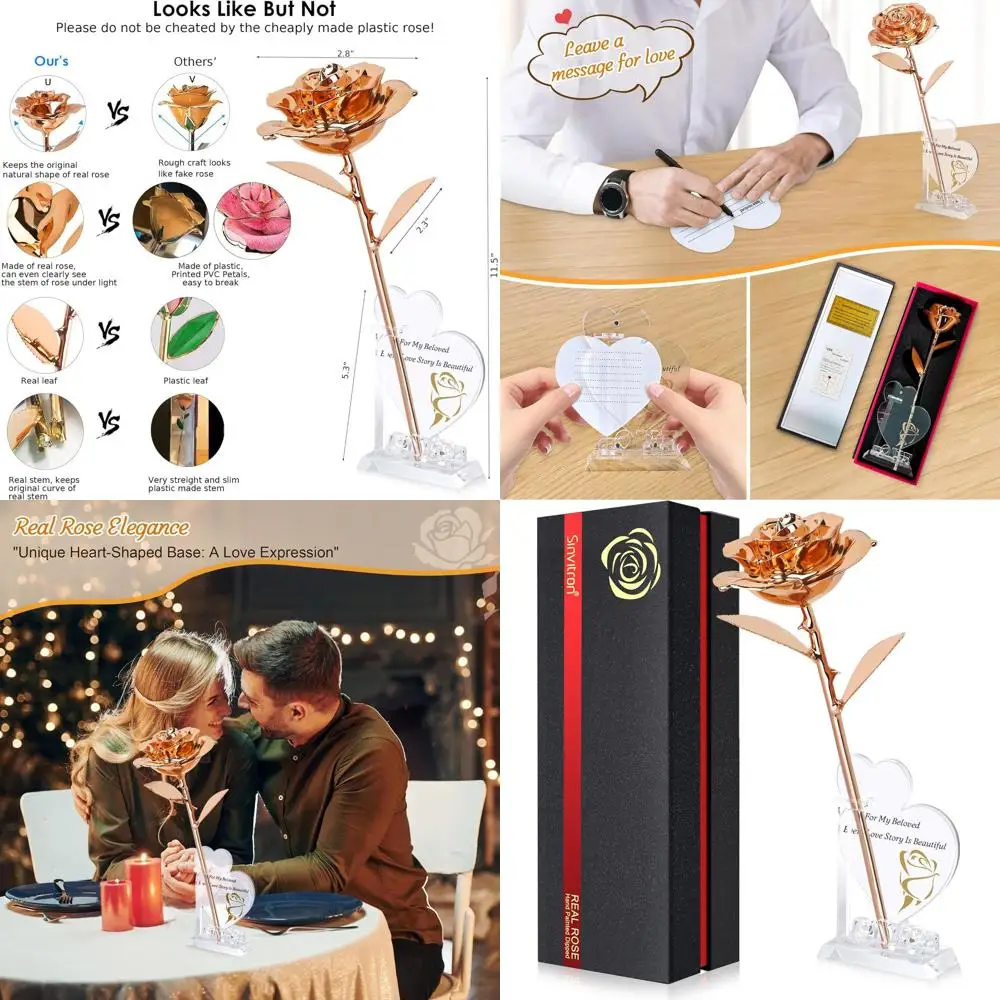 

Роза ручной работы с позолотой 24K, уникальный подарок на День святого Валентина или День матери