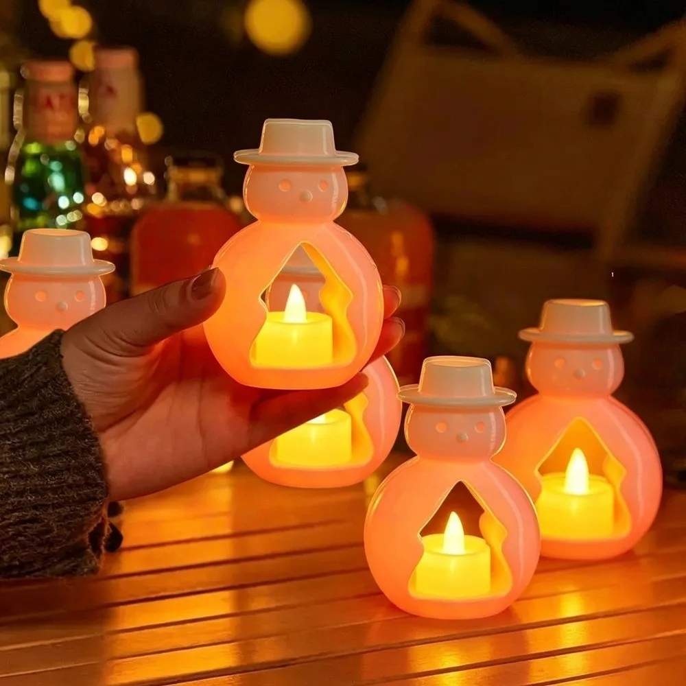 Reindeer Tree Christmas LED Candle Light House Hollow Out Snowman Small Lights Ornamnets Star Christmas Decoration