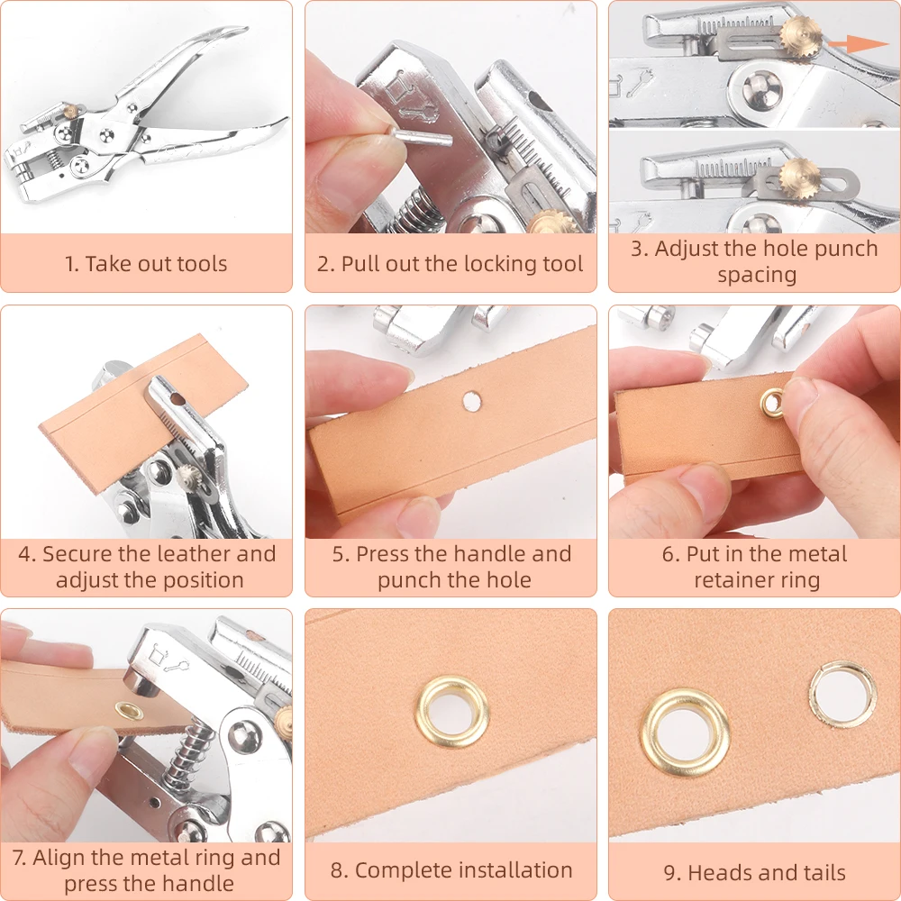 QJH 101Pcs Dual-Purpose Tool Grommet Eyelet Pliers Kit, Portable Grommet/Puncher Hand Press kit for Leather/Belt/Shoes/Cloths