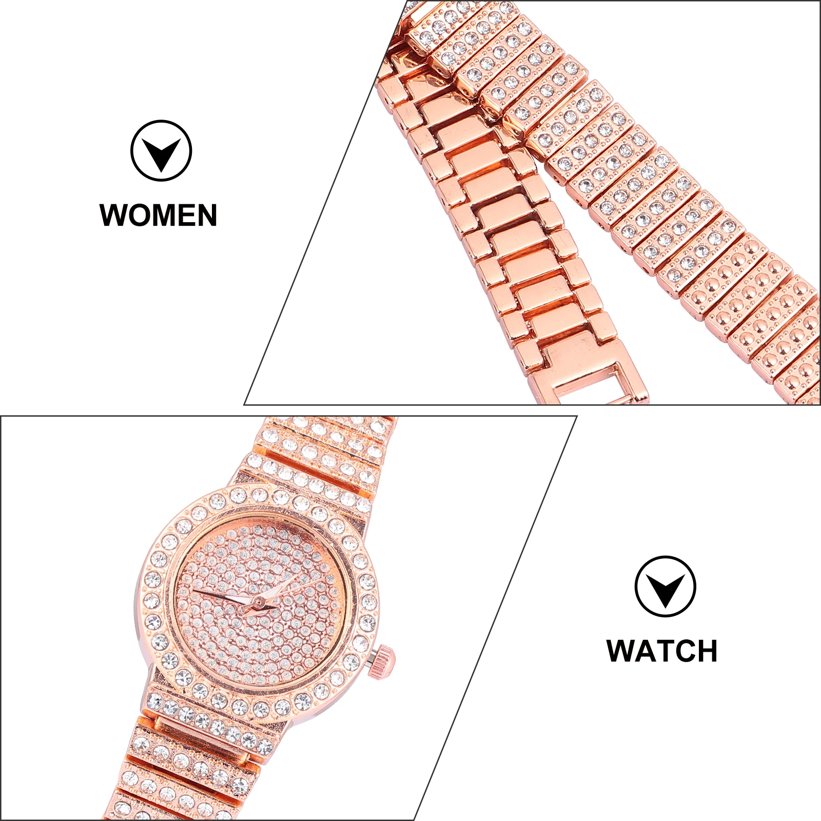 

Diamond set Stainless Steel Alloy Quartz Watch for Women Girls Fashion Casual Gifts Lightweight Stylish Bracelet Timepiece