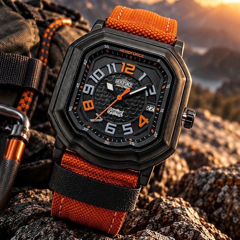 HEROFORCE Top New Men's Quartz Watches Casual Fashion Velcro Weaving Strap Suitable for Various Wearing Styles wristwatch Men's