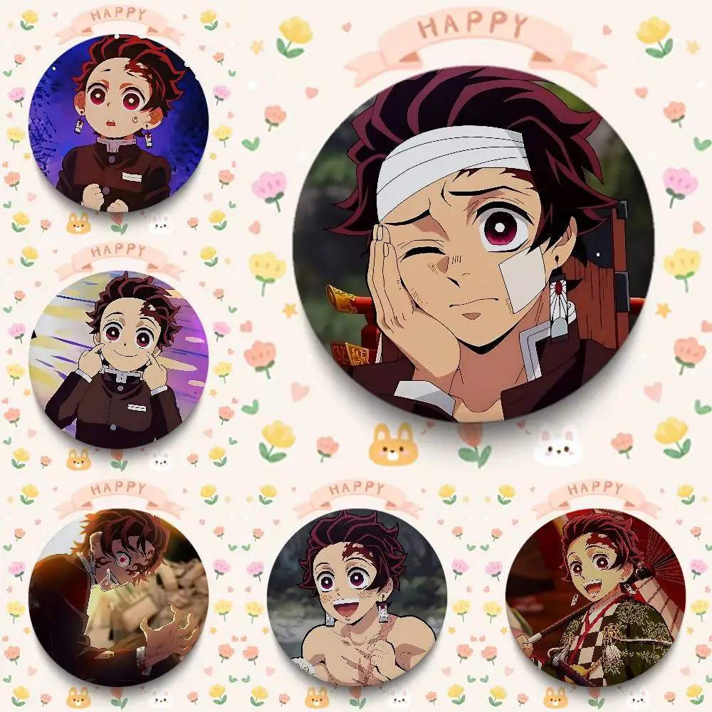 Cool Tanjiro Kamado-S Badges Badges 25 32 44 58 75 Mm Round Cosplay Pin Bag Decor Fans Collect Friends Gifts Brooch Souvenir
