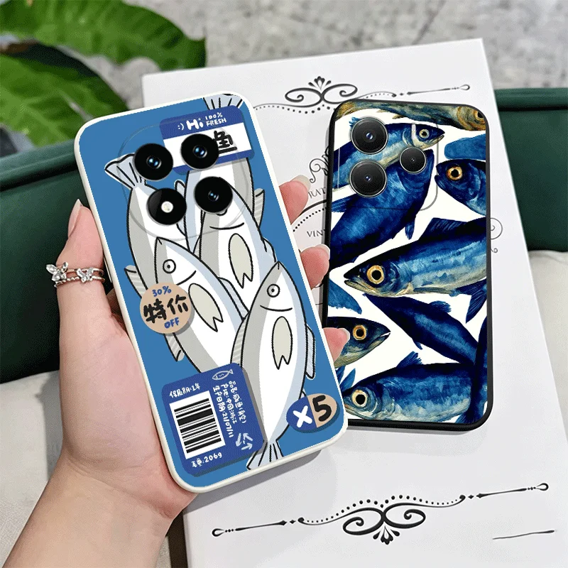 Discounted Salted Fish Soft Phone Case For Xiaomi Redmi Note 12 13 14 15 Pro Plus + 12S 11S 4G 11T 5G Black White Couple Cover
