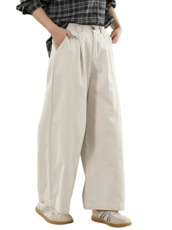 Rétro grande taille pantalon large décontracté coupe ample confortable coupe droite femmes automne Faion grande taille drapé pantalons décontractés