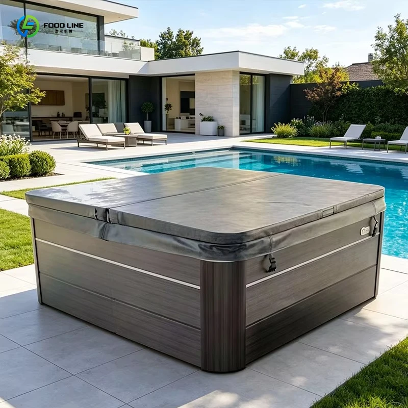 Outdoor Hot Tub Acrylic Massage Whirlpool Bubble Jets Waterfall 3-6 Person Exporter Courtyard