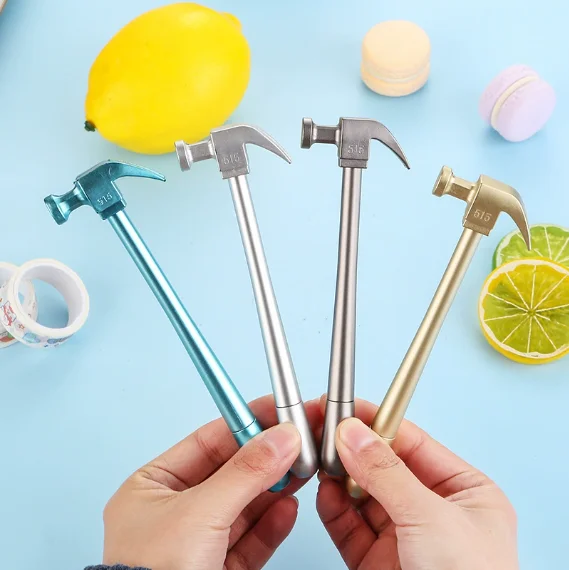 

1/4 шт., креативный молоток с овечьим рогом, нейтральная ручка, имитация молотка, ручка для подписи, милые мультяшные забавные канцелярские принадлежности, милые ручки