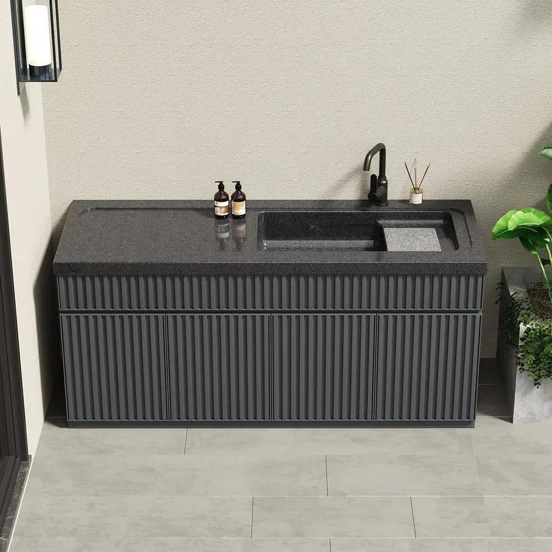Natural Stone Outdoor Laundry Sink Integrated Marble Basin Console for Courtyard Patio Garden Wash Station