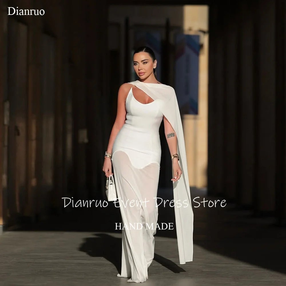 Dianruo современное белое вечернее платье шифоновое свадебное платье с асимметричным вырезом Illusion Vestidos De Fiesta Elegantes по индивидуальному заказу