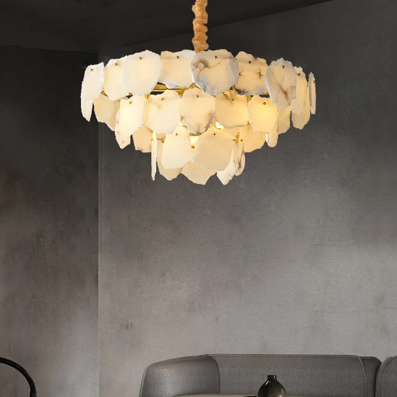 

Artpad Marble LED Chandelier for Restaurant Living Room Round Pendant Light Nordic Bedside Background Decor Ceiling Lighting