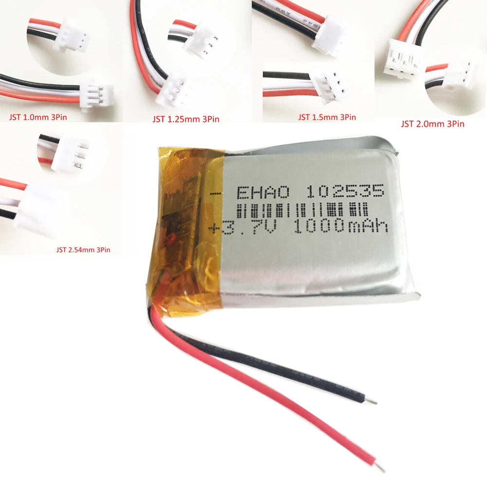 

3.7V 1000mAh 102535 Polymer Lithium Lipo Rechargeable Battery For MP3 GPS DVD PAD Bluetooth Recorder Headset E-book Camera