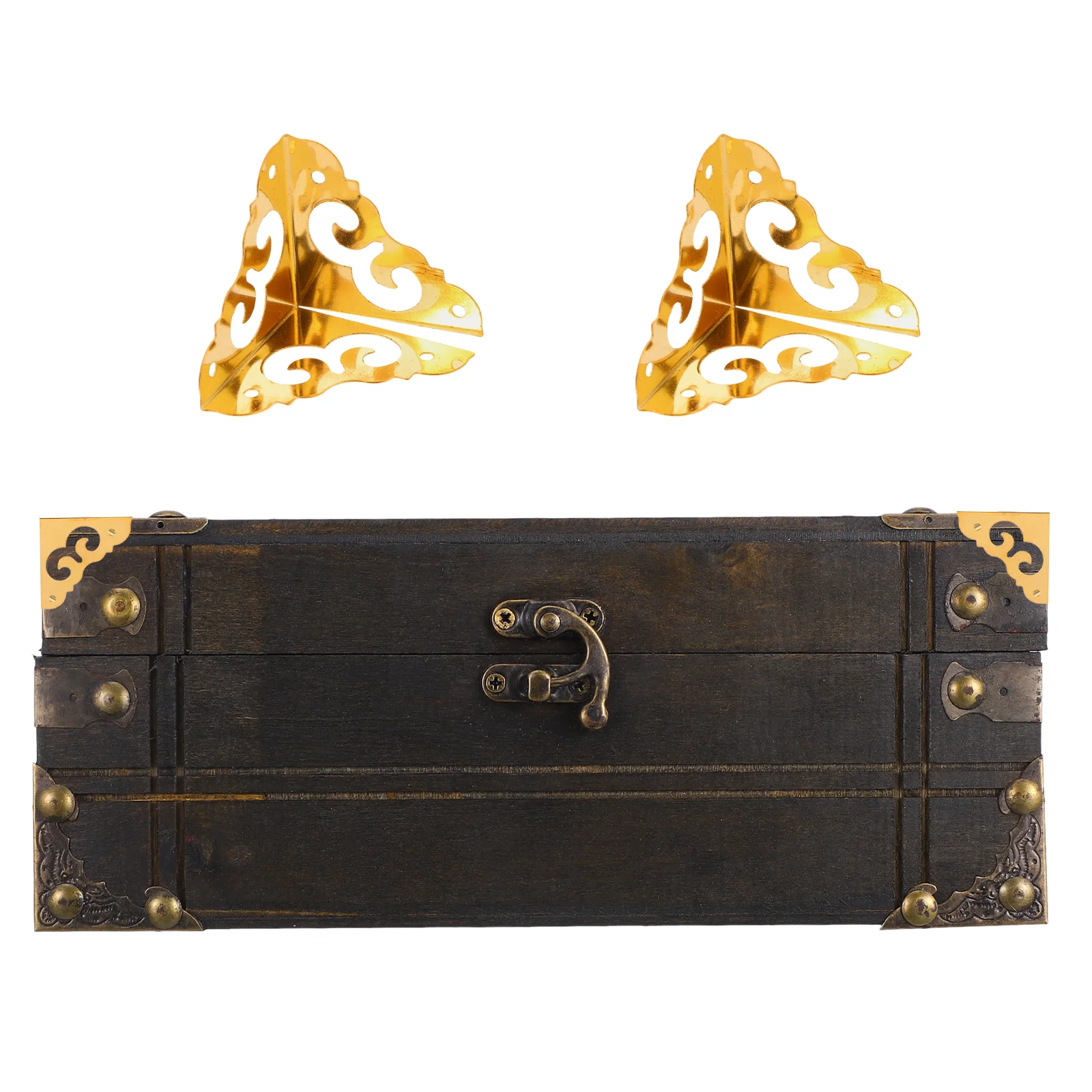 

Exquisite Vintage Brass Hardware Protectors Decorative Edge Cabinet Covers Metal Furniture Dust Corners Wood Packaging