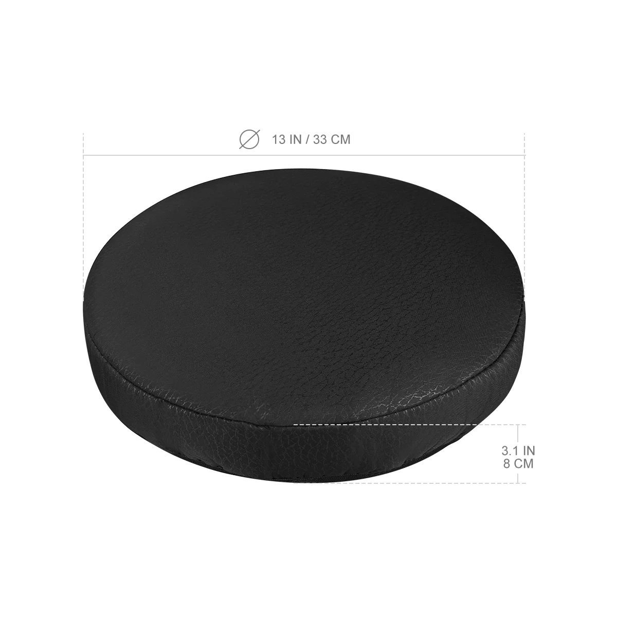 VORCOOL 1PC 33cm Thick Elastic Barstool Seat Cushion Cover Cotton Stool Cover Round Chair Protector (Black)