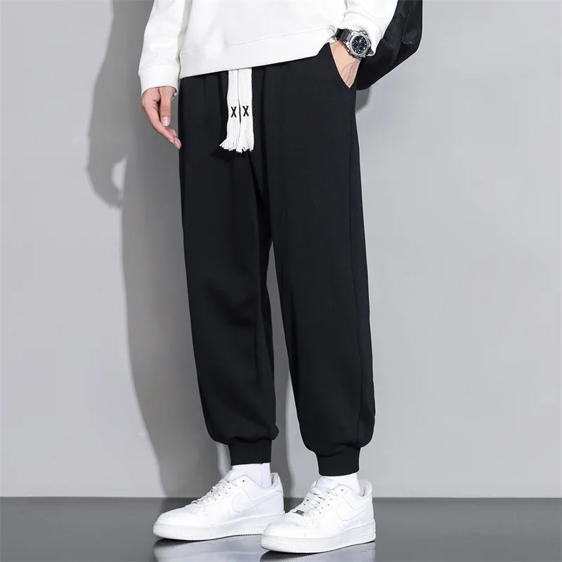 

Men's Spring Autumn Elastic High Waist Solid Loose Casual Harlan Feet Trousers Fashion England Style Office Lady Vintage Pants