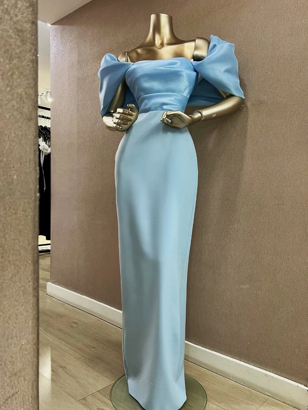 

Customized Jersey Pleat Off-the-shoulder Straight Long Dresses Elegant Simple High Quality Party Gown Bespoke Occasion
