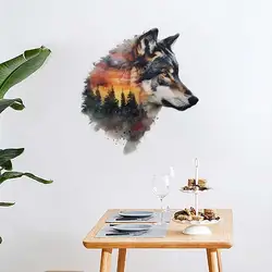 Colorful Wolf Watercolor Animal Wall Stickers Bedroom Boy Room Background Decoration Mural Animals Home Decor Decals M899