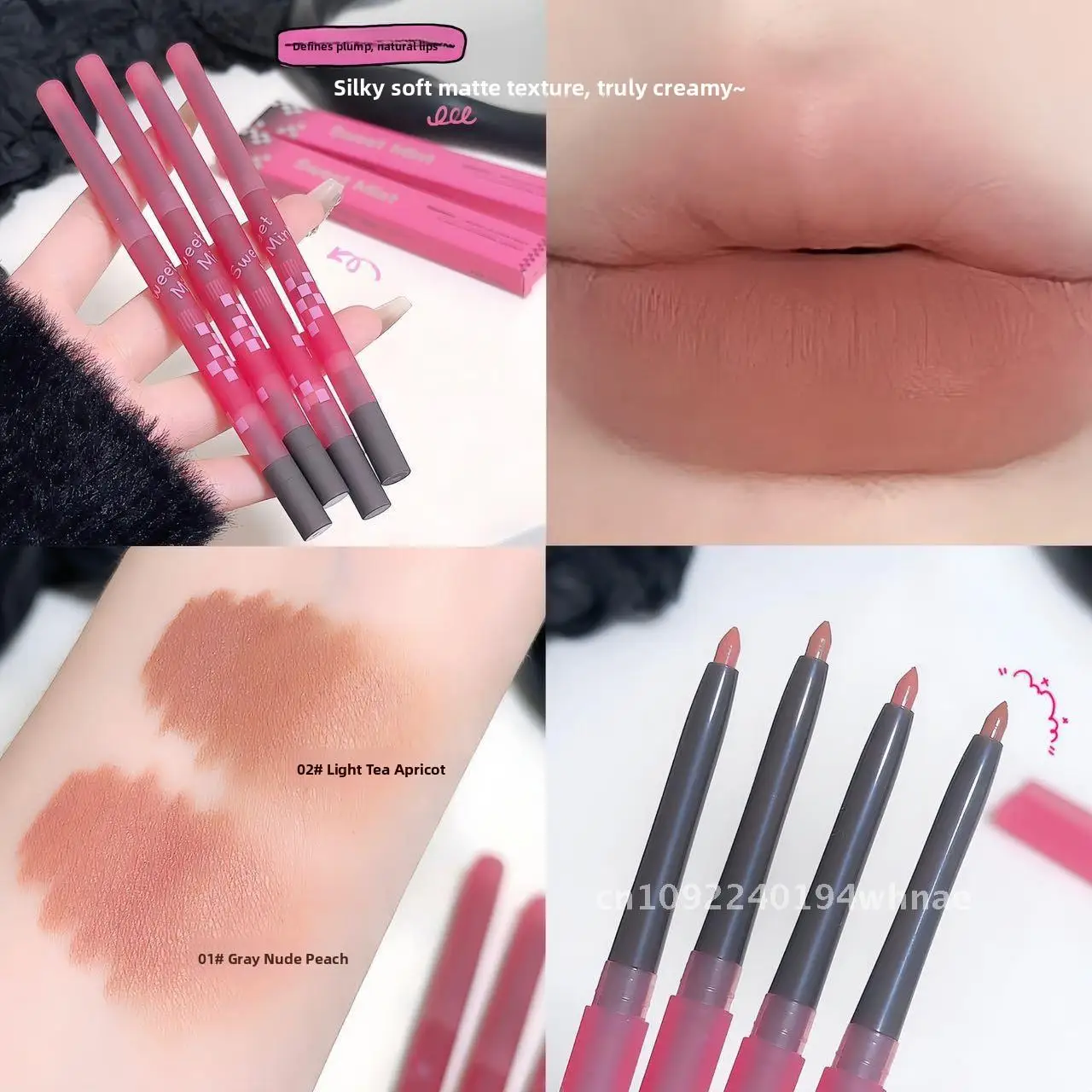 Delineador labial de esboço de hortelã doce veludo fosco cor de longa duração durável formato labial base de batom sombra universal para todos os tipos de pele