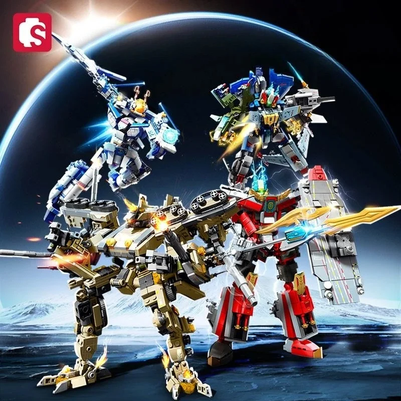 SEMBO Strong Four Small Particles Building Block Assembly Model Robot Transformers Decorative DIY Puzzle Assembly Toy for Boys