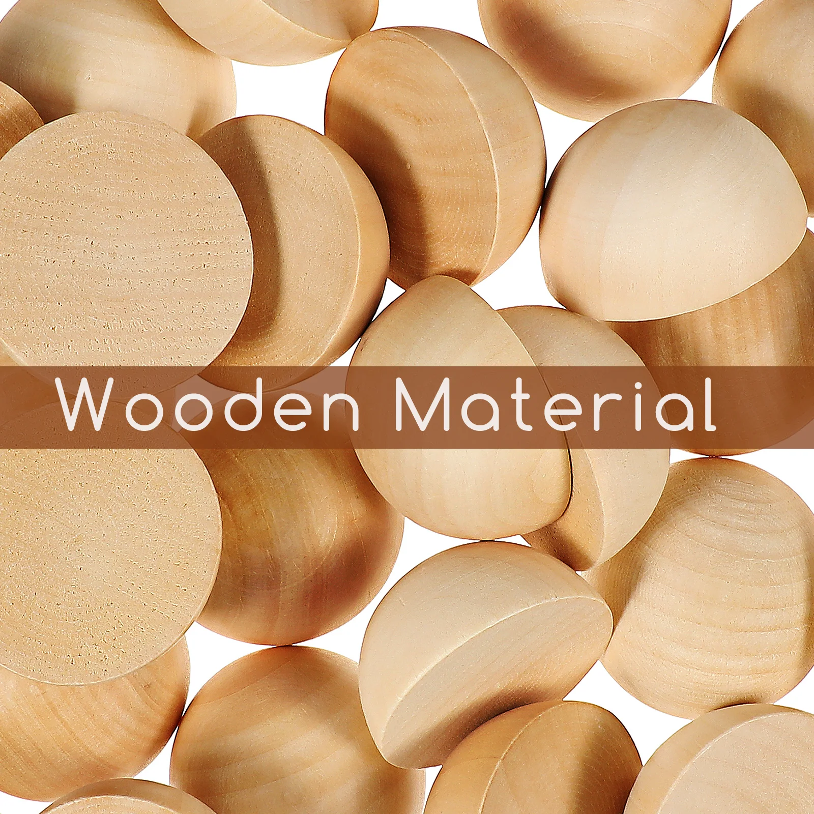

40 Pcs Wooden Balls Craft Supplies Half Spheres Unfinished Decorative Materials Round Wood Beads For Crafting Projects