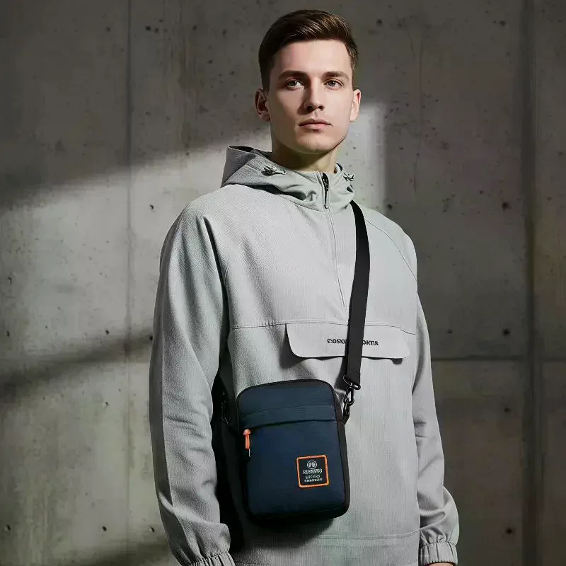 Men's Water Resistant Nylon Crossbody Bag Lightweight Multiple Compartments Zipper Adjustable for Travel Hiking Daily Commute